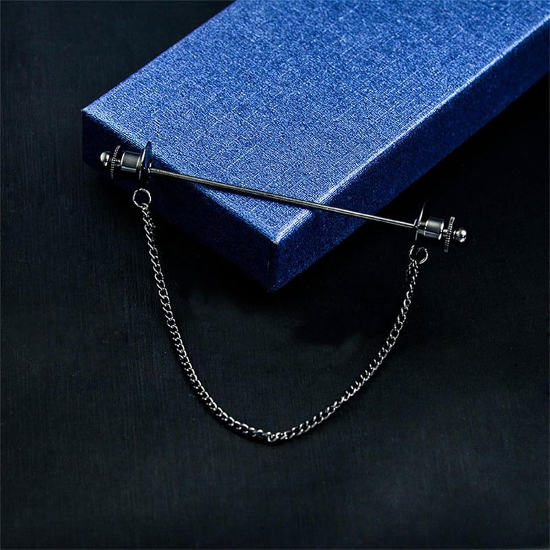 WCRAZYE Chain Lapel Pin Collar Bar Tassel Brooch Classic Ball Head Brass Shirt Collar Bar Tie Pins for Men Wedding Business - Image 5